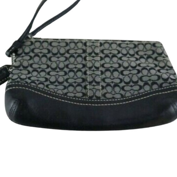 Coach Signature Zip Wristlet (8.5" x 5.5" x 2") - Black/Grey - Picture 3 of 9